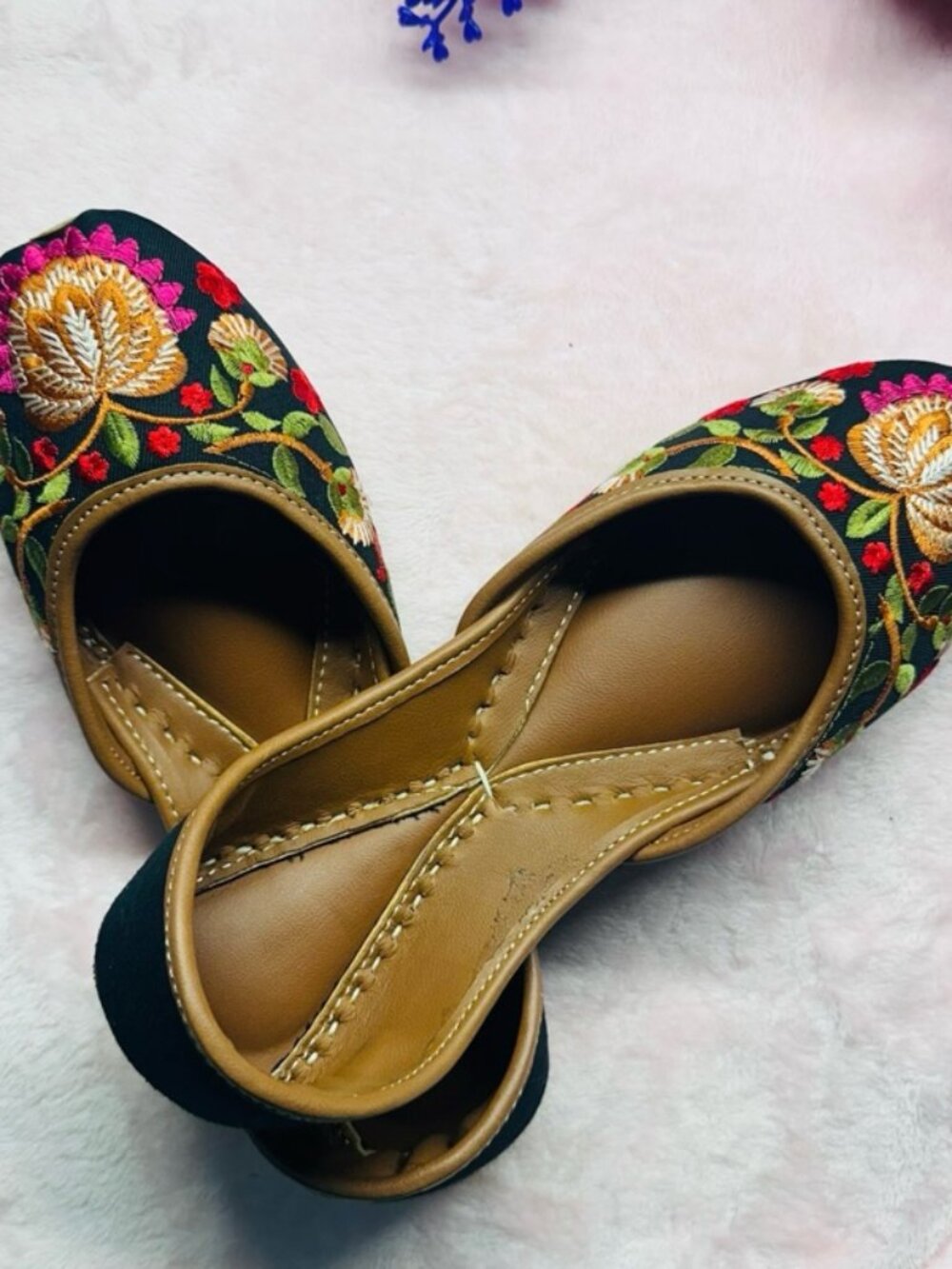 Handmade Floral Embroidered Jutti – Ethnic Punjabi Khussa Shoes – Traditional